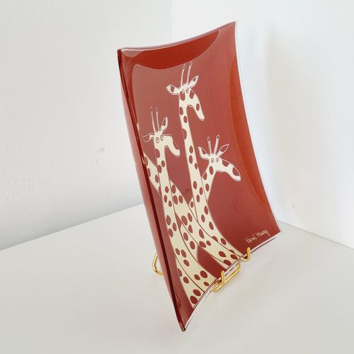 Hervé Maury vide-poche en verre décor girafes