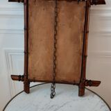 Barber mirror in solid oak bamboo way 30s-40s, 60x50 cm