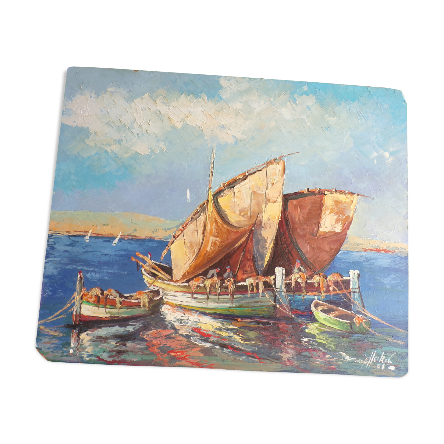 Table oil on panel, navy