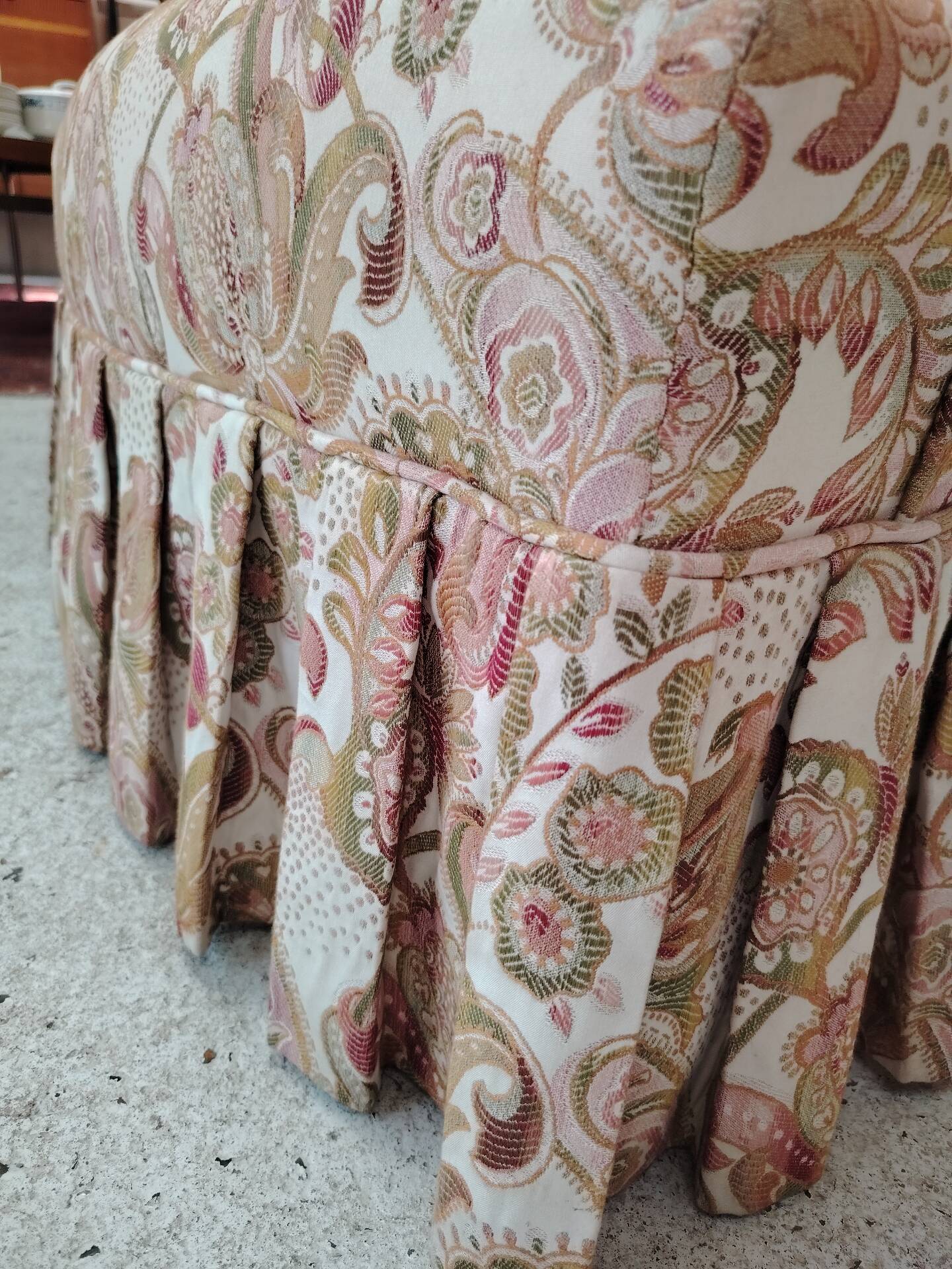 Antique armchair fully restored with brass wheels.
