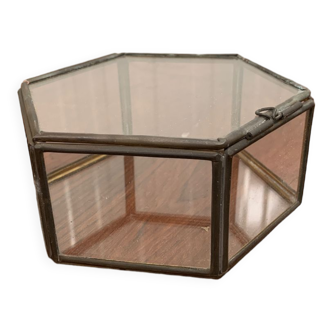 Brass glass jewelry box