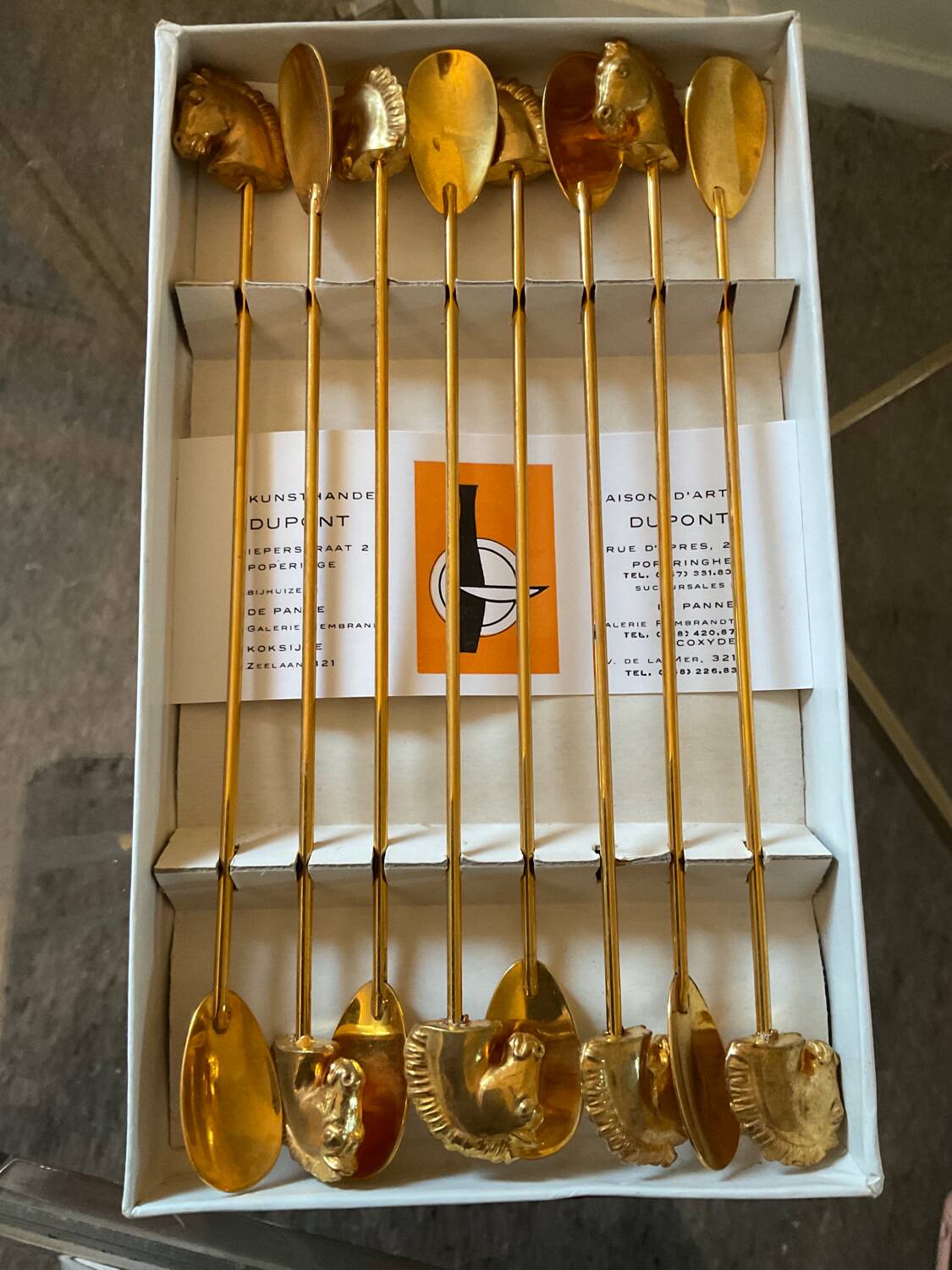 Series of 8 vintage golden spoons