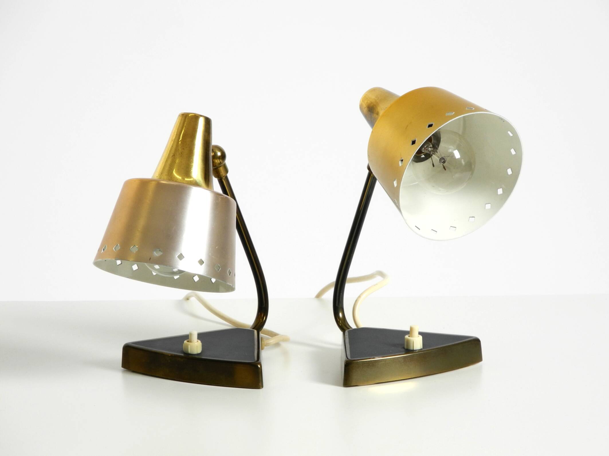 Two beautiful rare Mid Century Modern brass table lamps