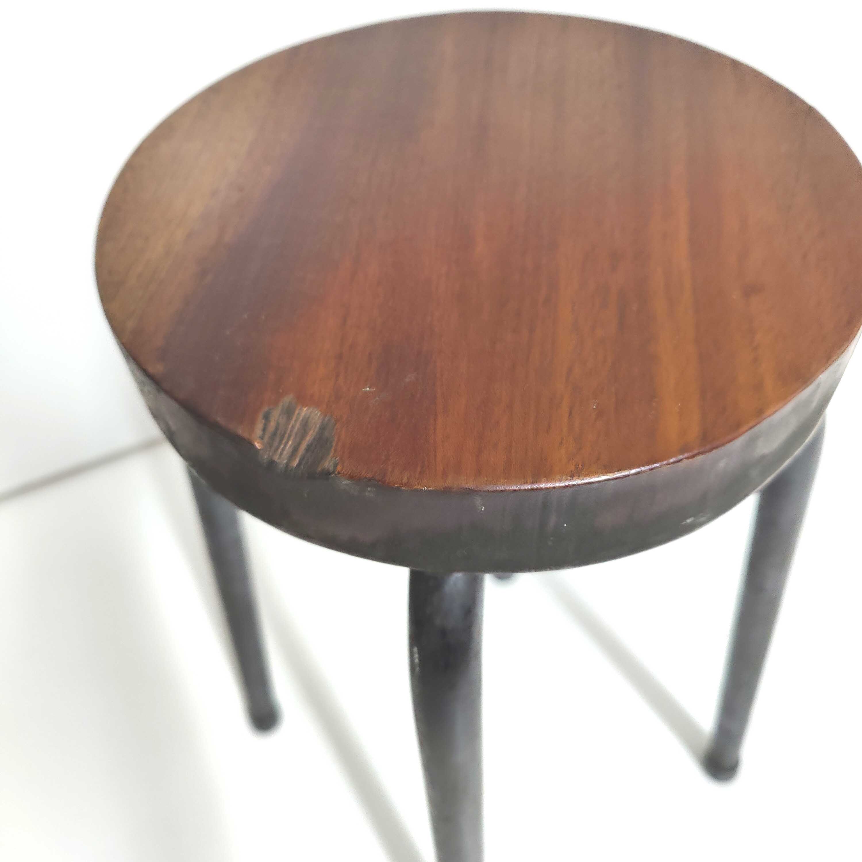 Tabouret vintage atelier bois et métal