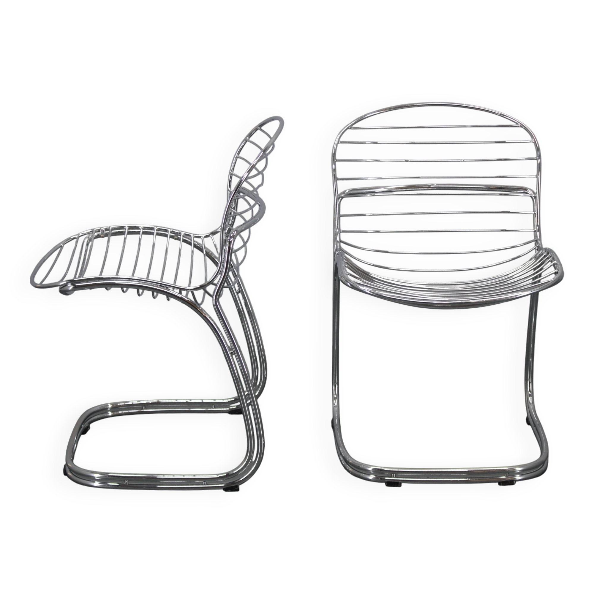 1970s Pair of Gastone Rinaldi Chromed Steel Chairs for Rima, Italy