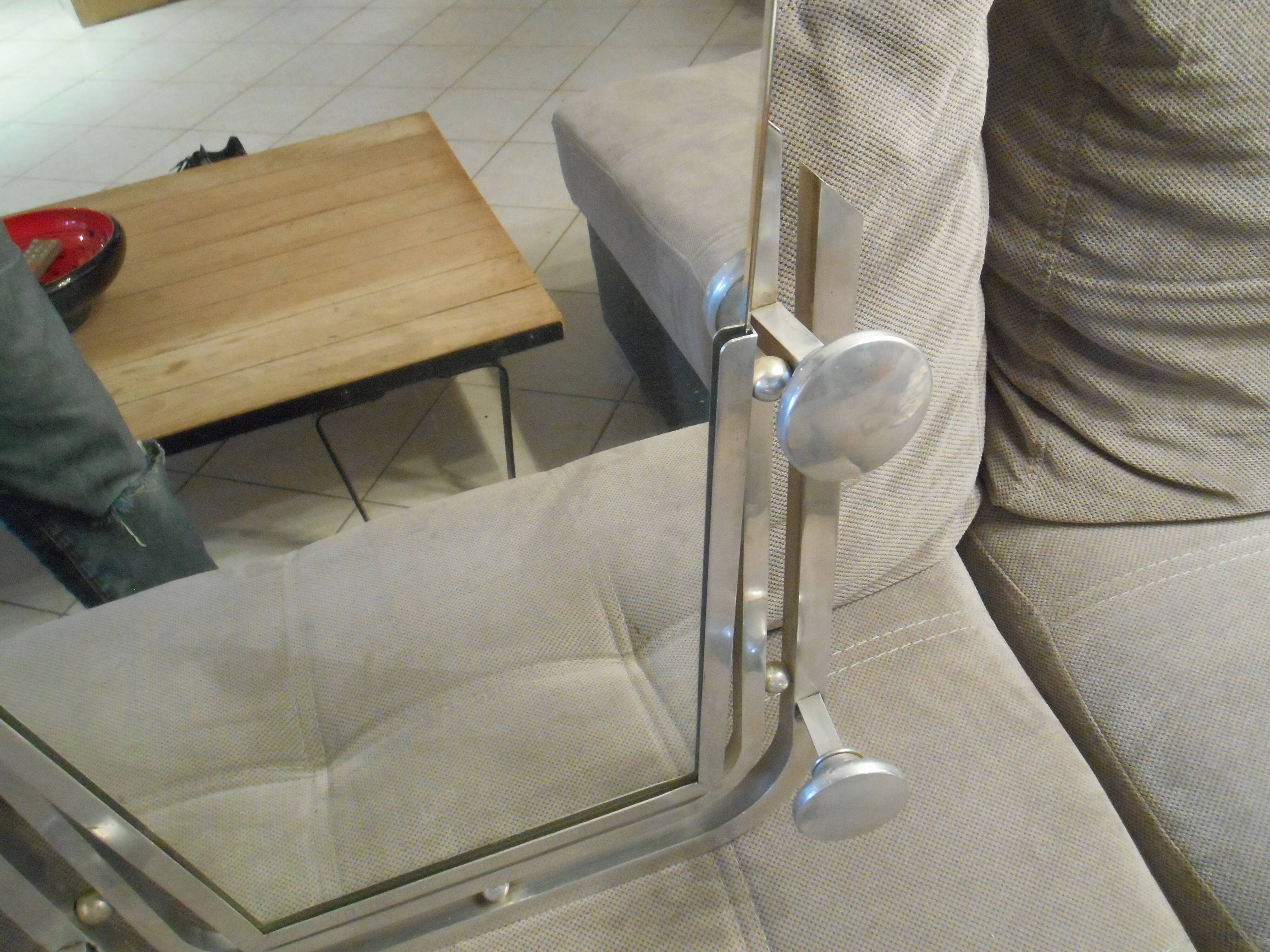 Swivel mirror coat rack art deco brushed aluminium