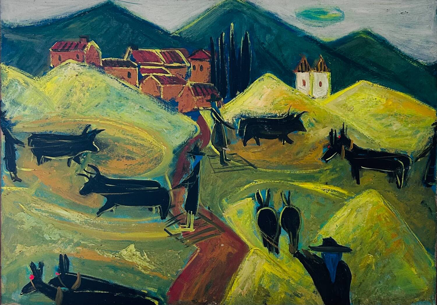 Large naive animal painting