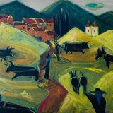 Large naive animal painting