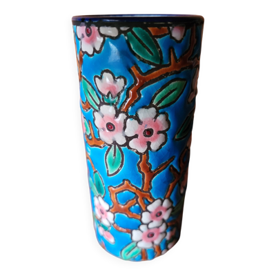 Vase rouleau émaux de Longwy