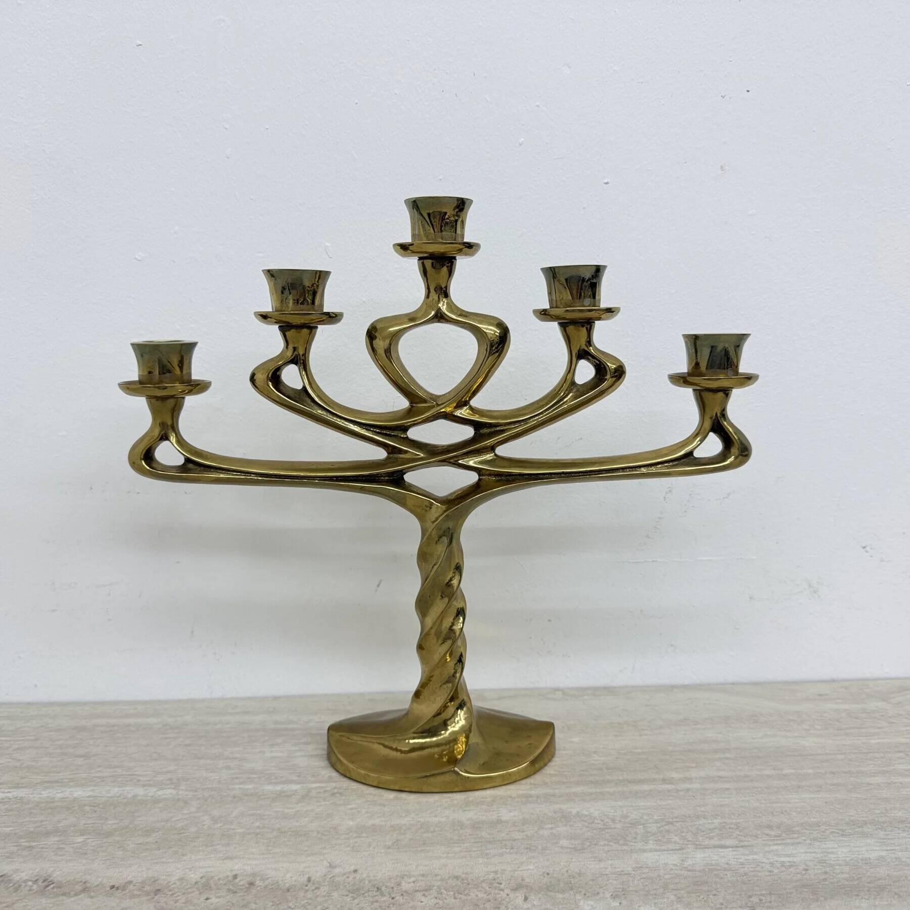 Mid-century large brutalist solid bronze candleholder, 1970s