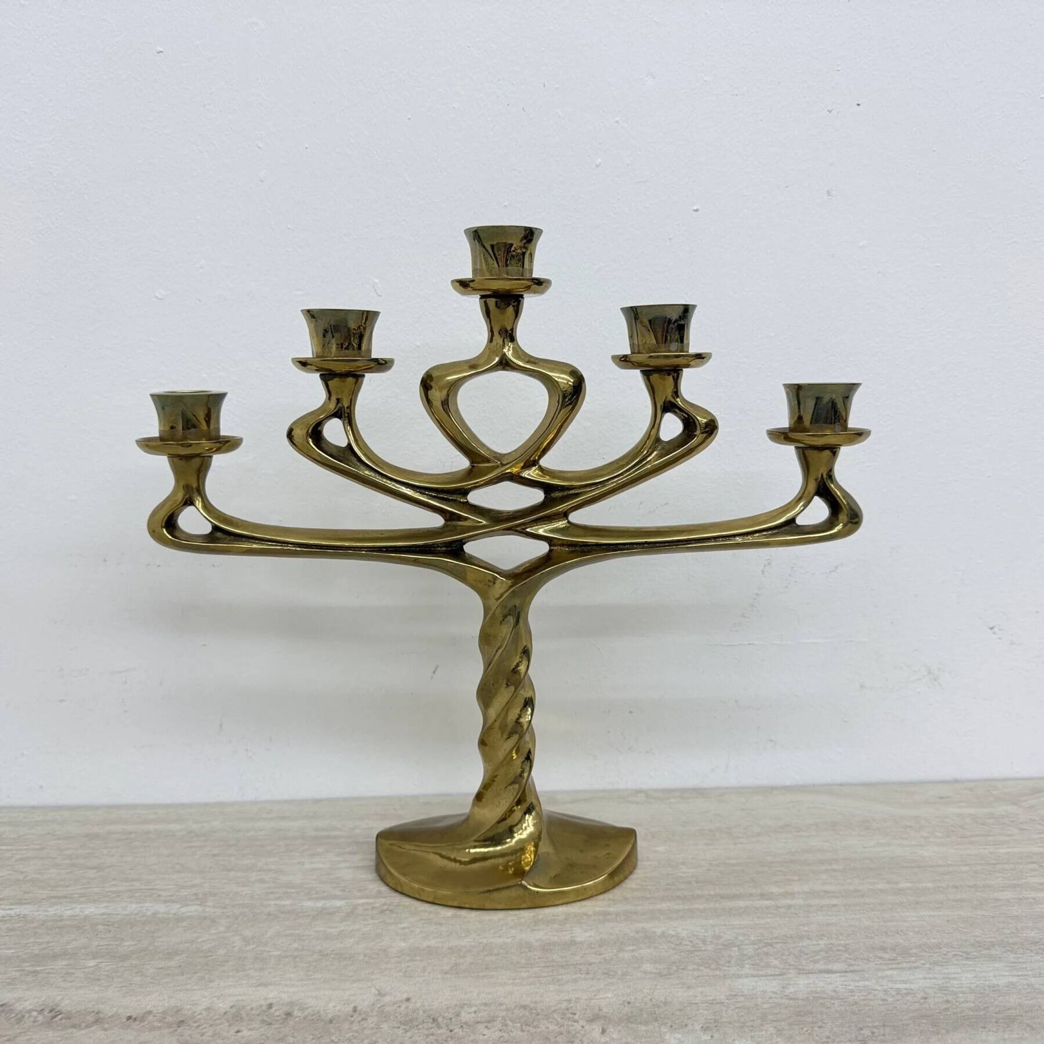 Mid-century large brutalist solid bronze candleholder, 1970s