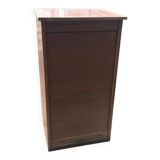 Brown lacquered wooden industrial cabinet with sliding curtain, 1950s, Czech Republic.