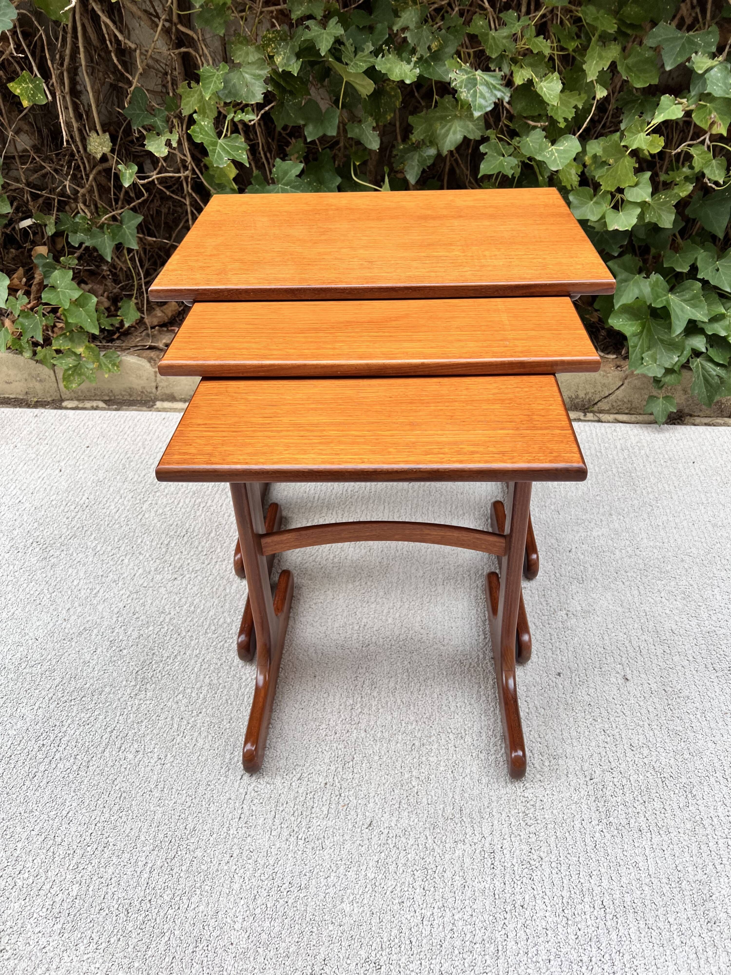Vintage Scandinavian teak nesting tables by "Victor B Wilkins"