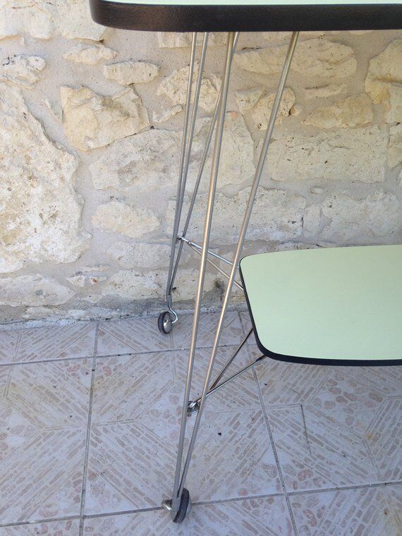 Side table / formica vintage yellow and black TV stand