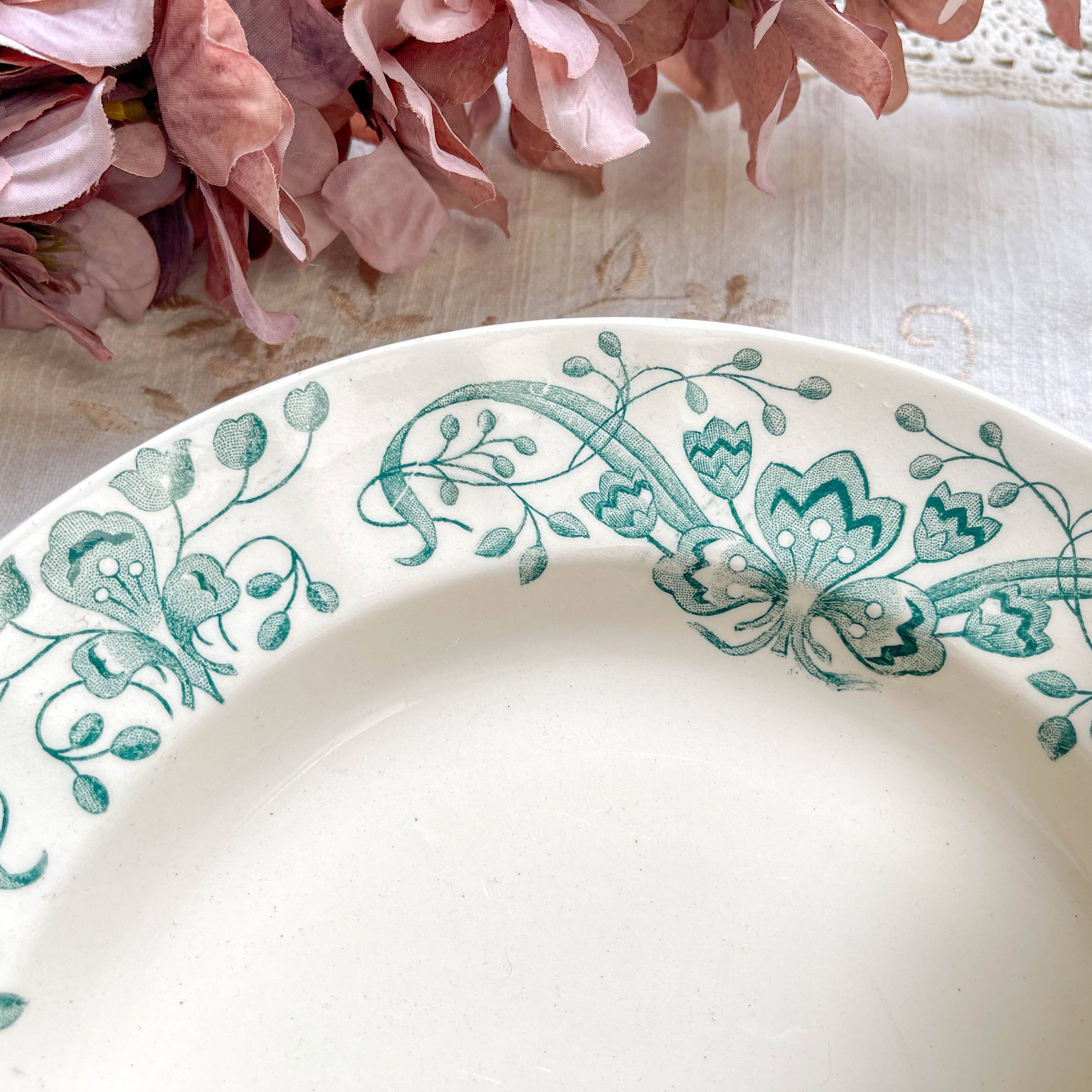 Set of 6 Antique Terre de Fer "Figuig" Soup Plates – Longchamp 19th Century