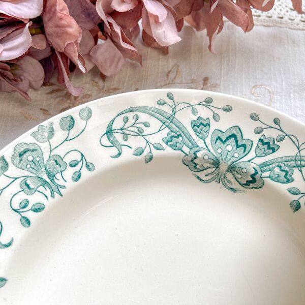 Lot de 6 Assiettes creuses Anciennes Terre de Fer ''Figuig'' – Longchamp XIXe