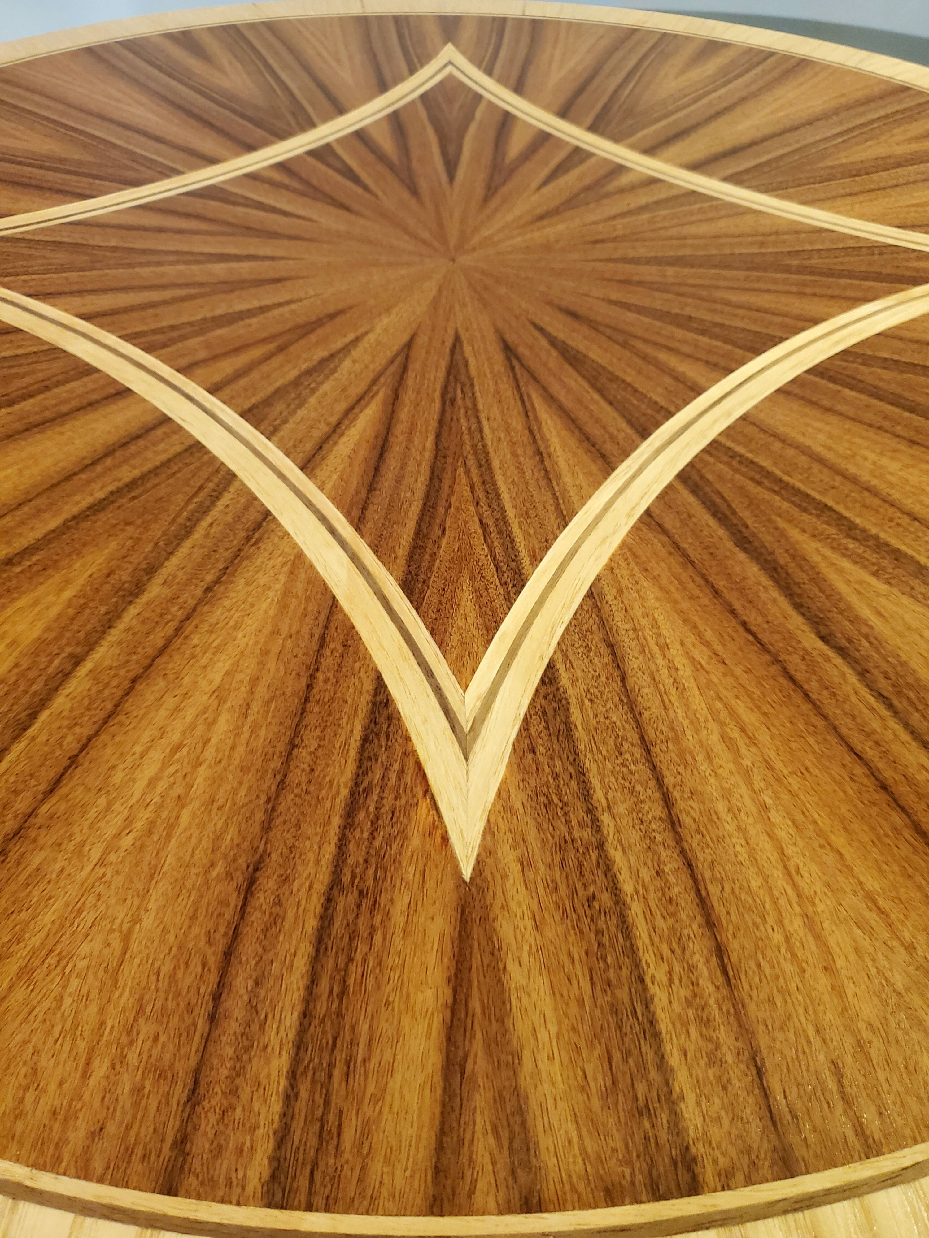 Pedestal table - small round table in wooden marquetry
