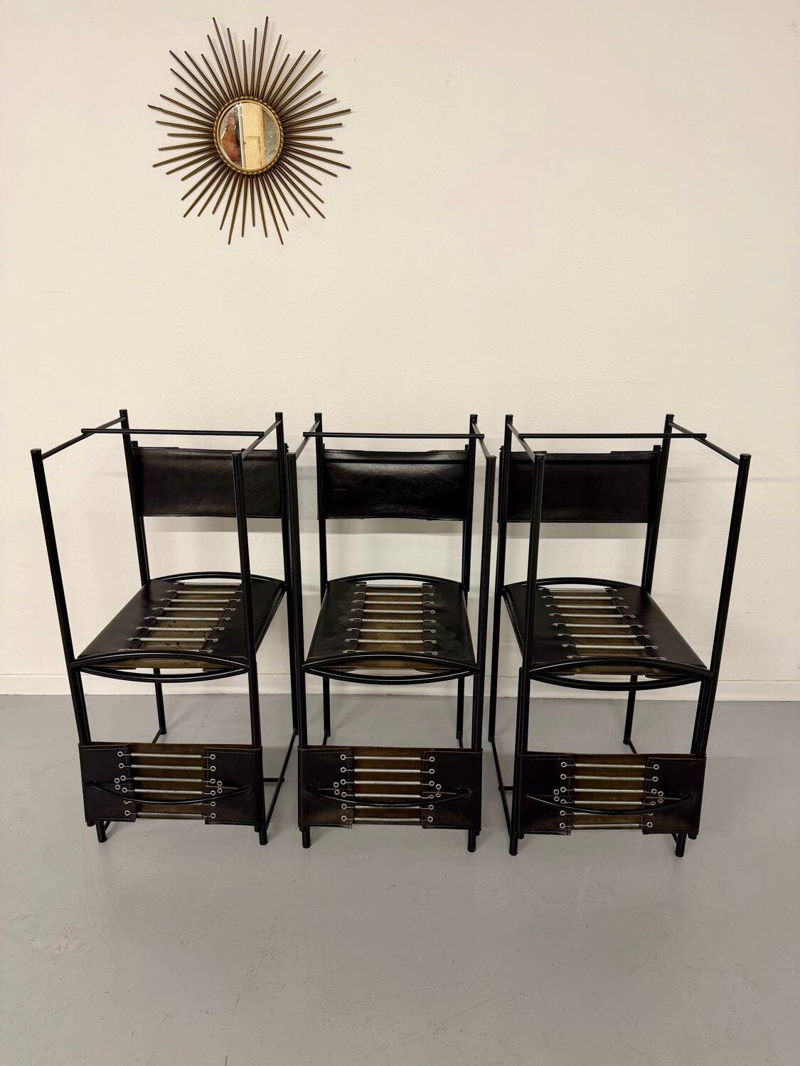 6 chaises en cuir « 101 » design italien Belotti Alias 1980 vintage