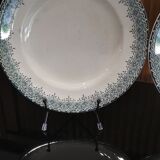 5 assiettes plates en faïence de Longwy modèle "Suzanne" Terre de Fer