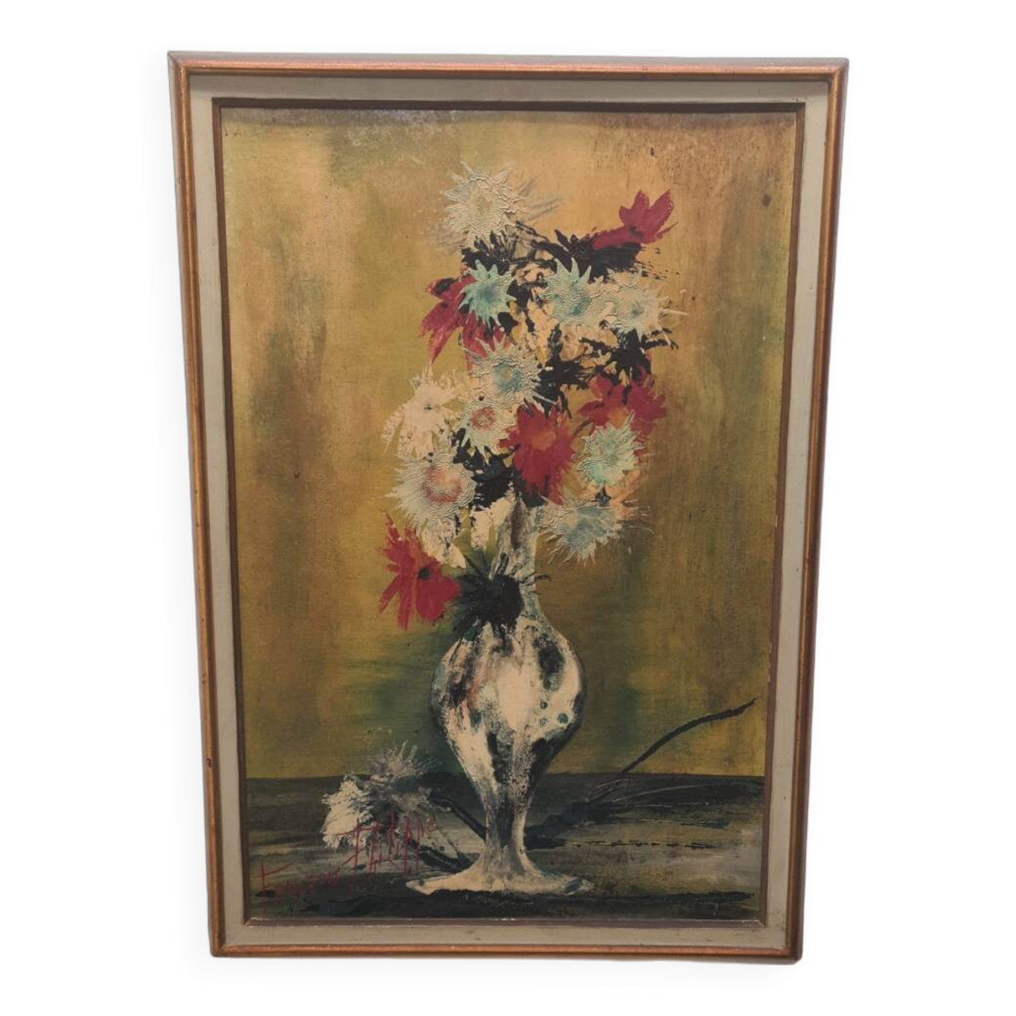 Flower Painting By Francois Philippe 1920-1995, 1960/70s.