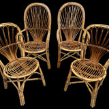 Set en rotin fauteuil et chaise Provençale des années 60