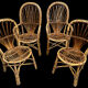 Rattan set of Provençal armchair and chair from the 60s
