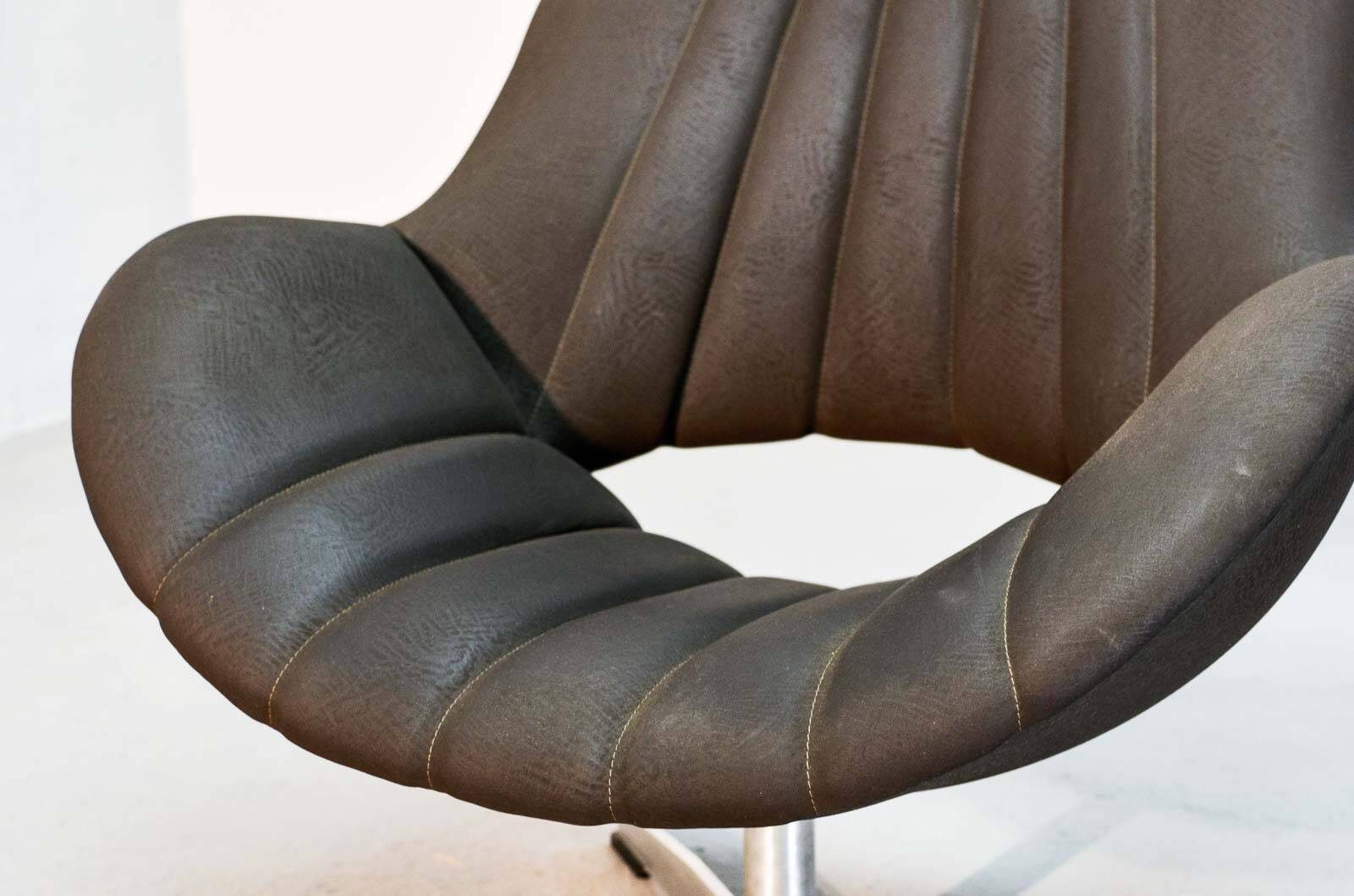 Rohé Chocolate Brown Leatherette Vintage Design Lounge Chair, 1960s
