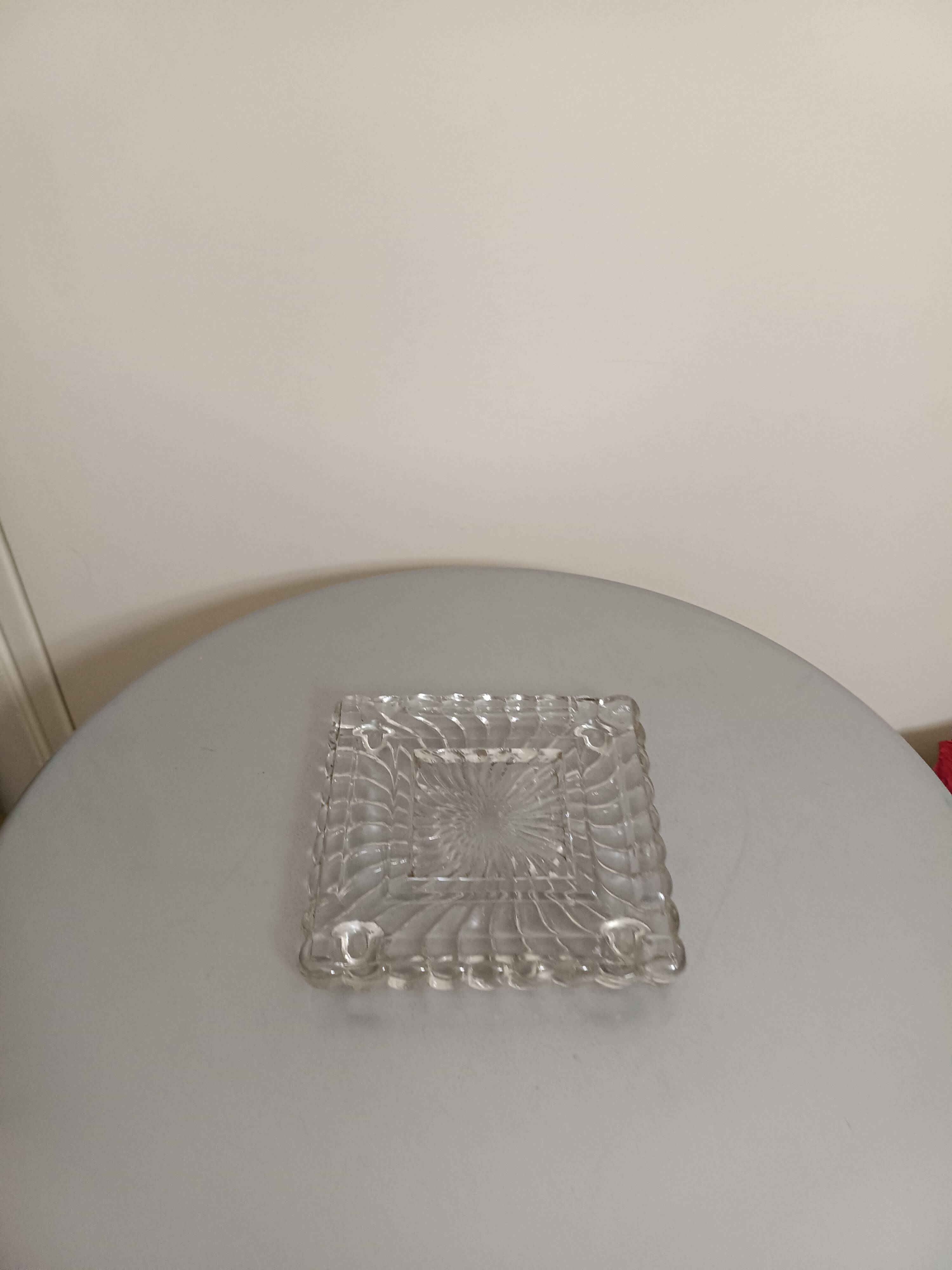 Baccarat : Socle plateau pour encrier - Ancien en Cristal Massif Moulé
