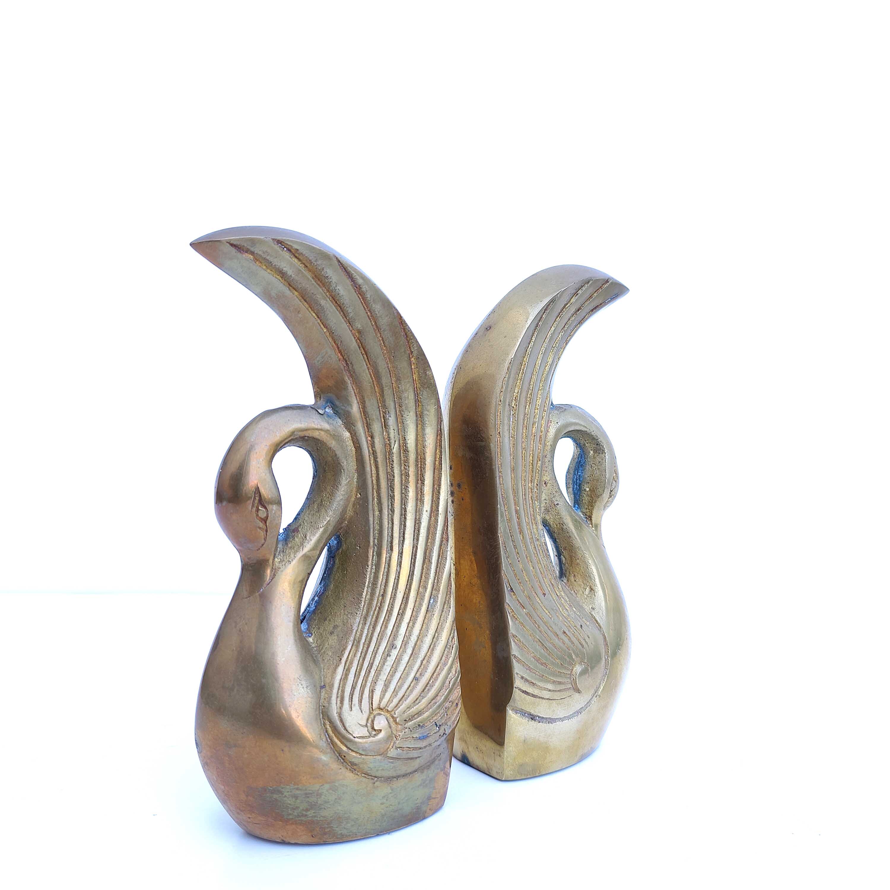 Pair of brass swan books greenhouse