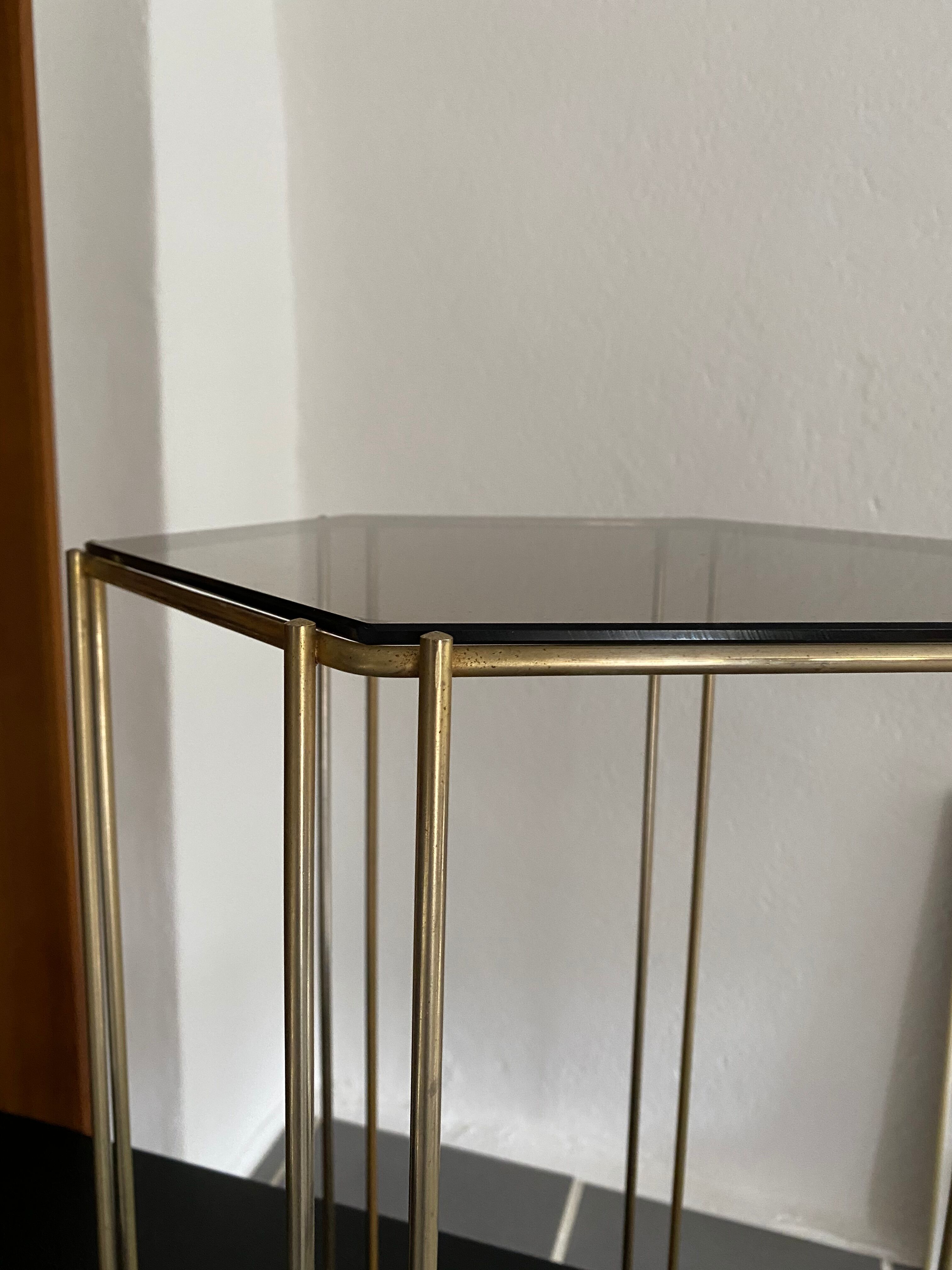 Vintage metal and glass side table