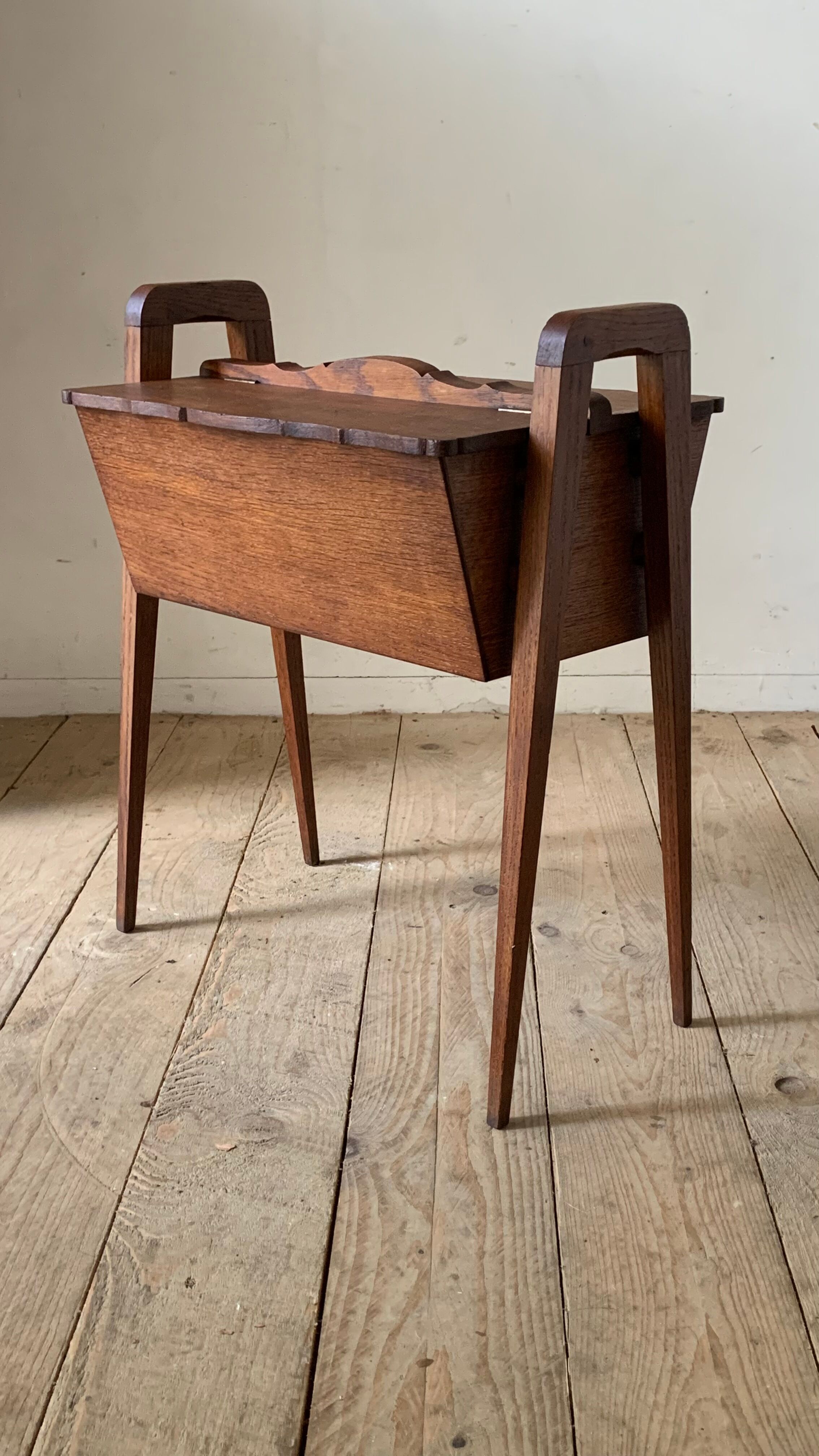 Sewing box vintage solid oak worker