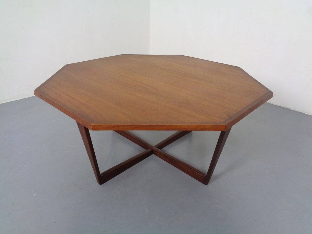 Danish Octagonal Teak Coffee Table, 1960s