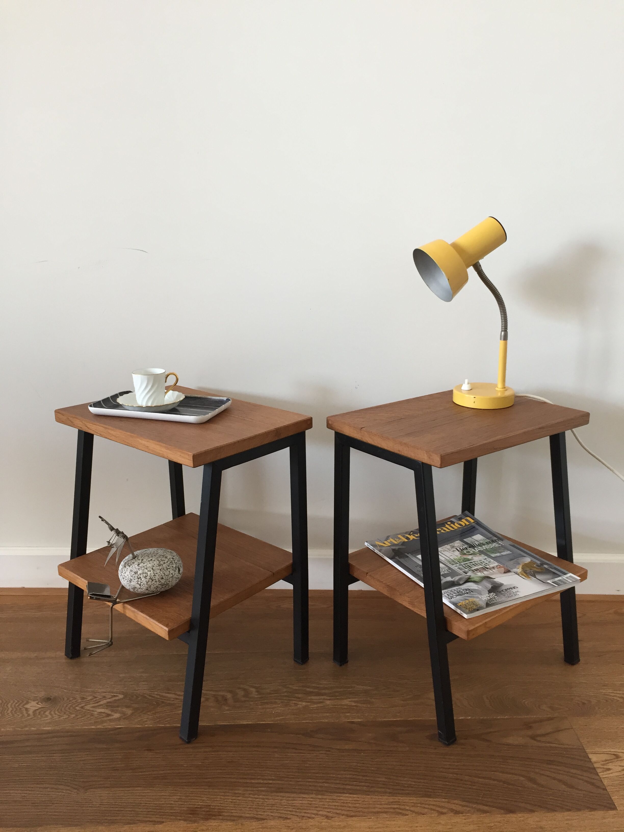 Pair of solid oak bedside tables
