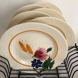 6 assiettes plates, Sarreguemines, modèle Cocorico