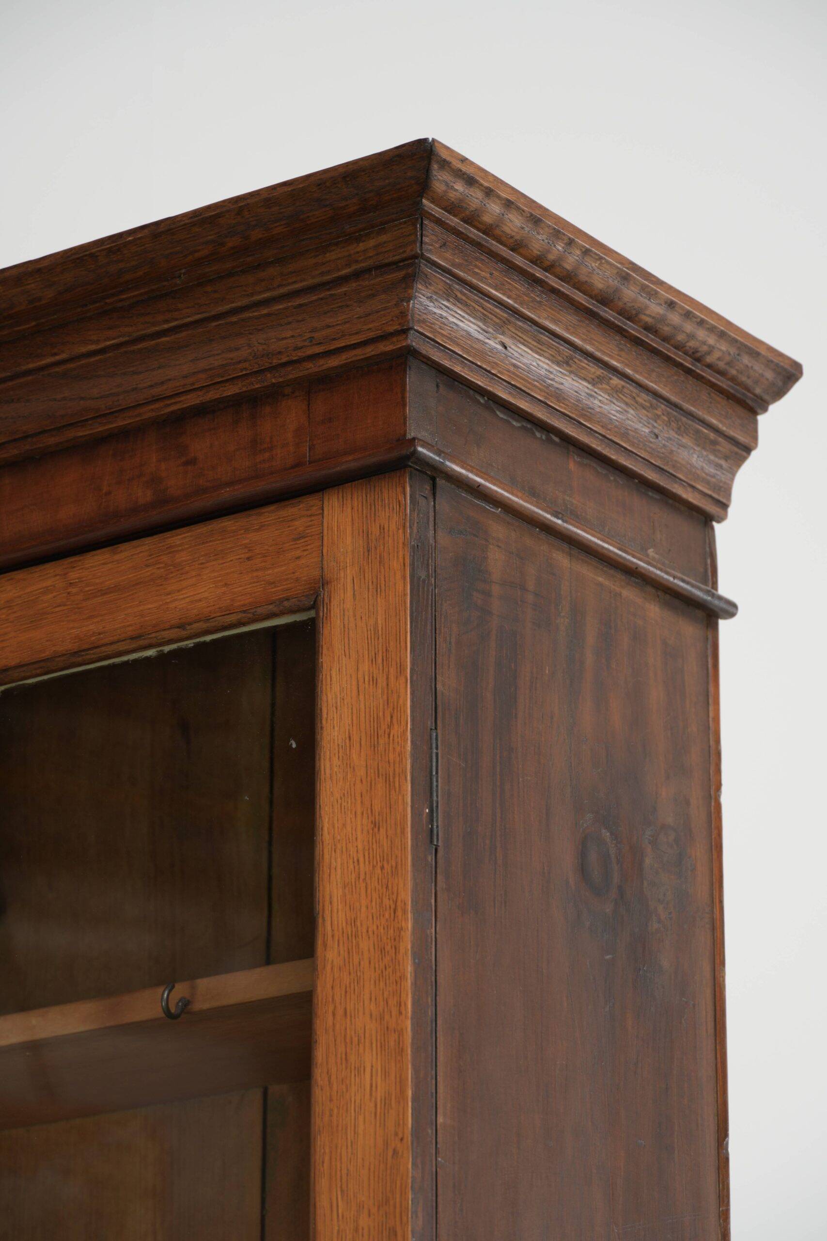 Antique English oak buffet/bookcase from 19th century with original glass
