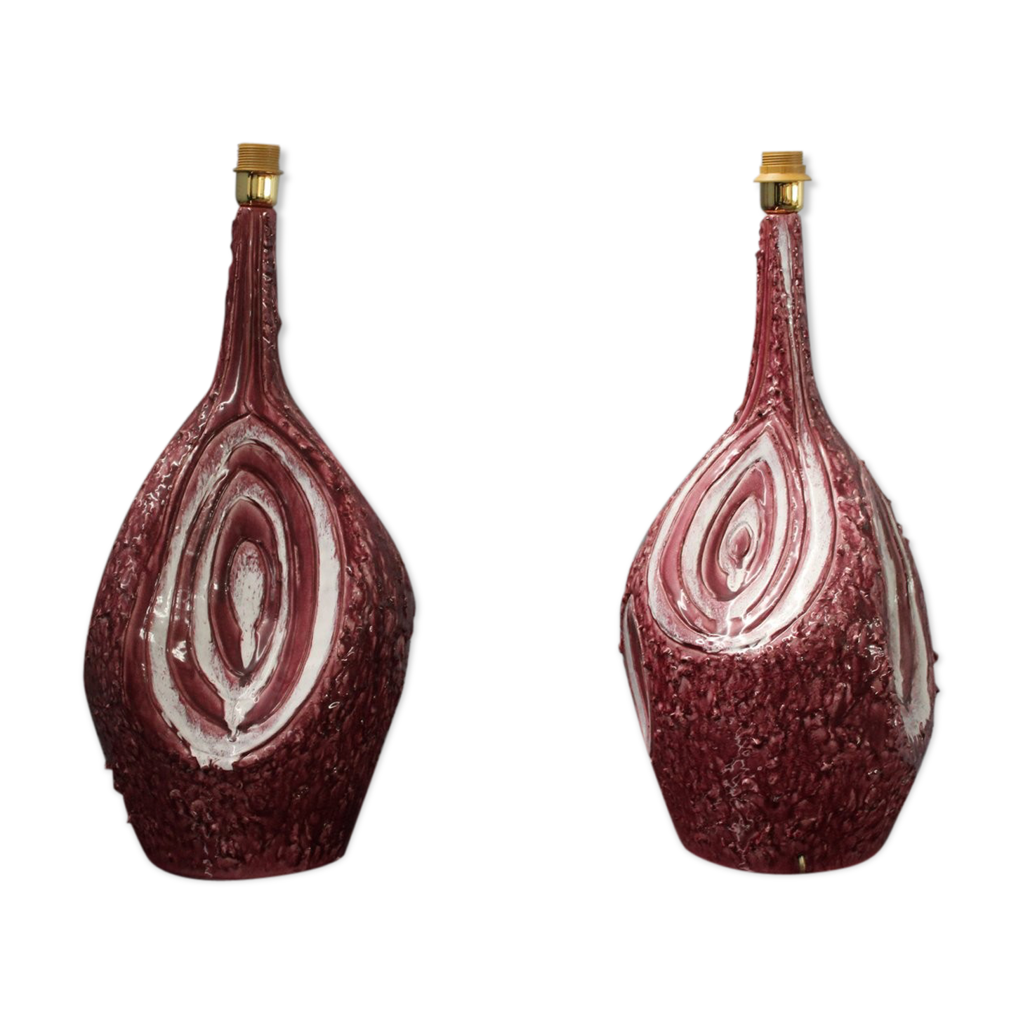 Mid-century bordeaux ceramic office lamps 60s