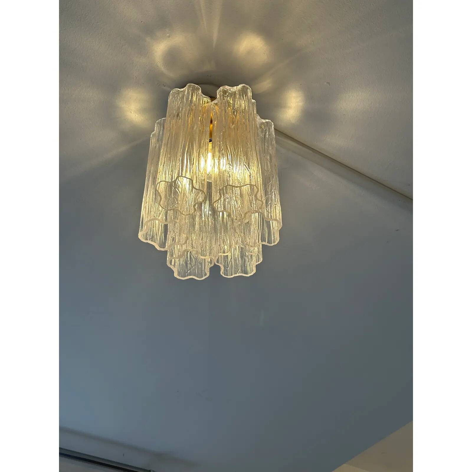 Modern Gold “Tronchi” Murano Glass Flush Mount