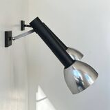 Pair of vintage wall lights, chrome and matte black metal, France 1960