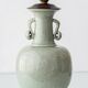 Celadon Crackle Glaze Porcelain Table Lamp in Chinese Style with Scroll Handles