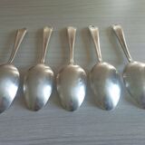 Set of 5 large silver metal spoons