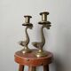 Pair of brass fish candlesticks, country decor