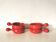 set of 4 red enamelled terracotta casseroles