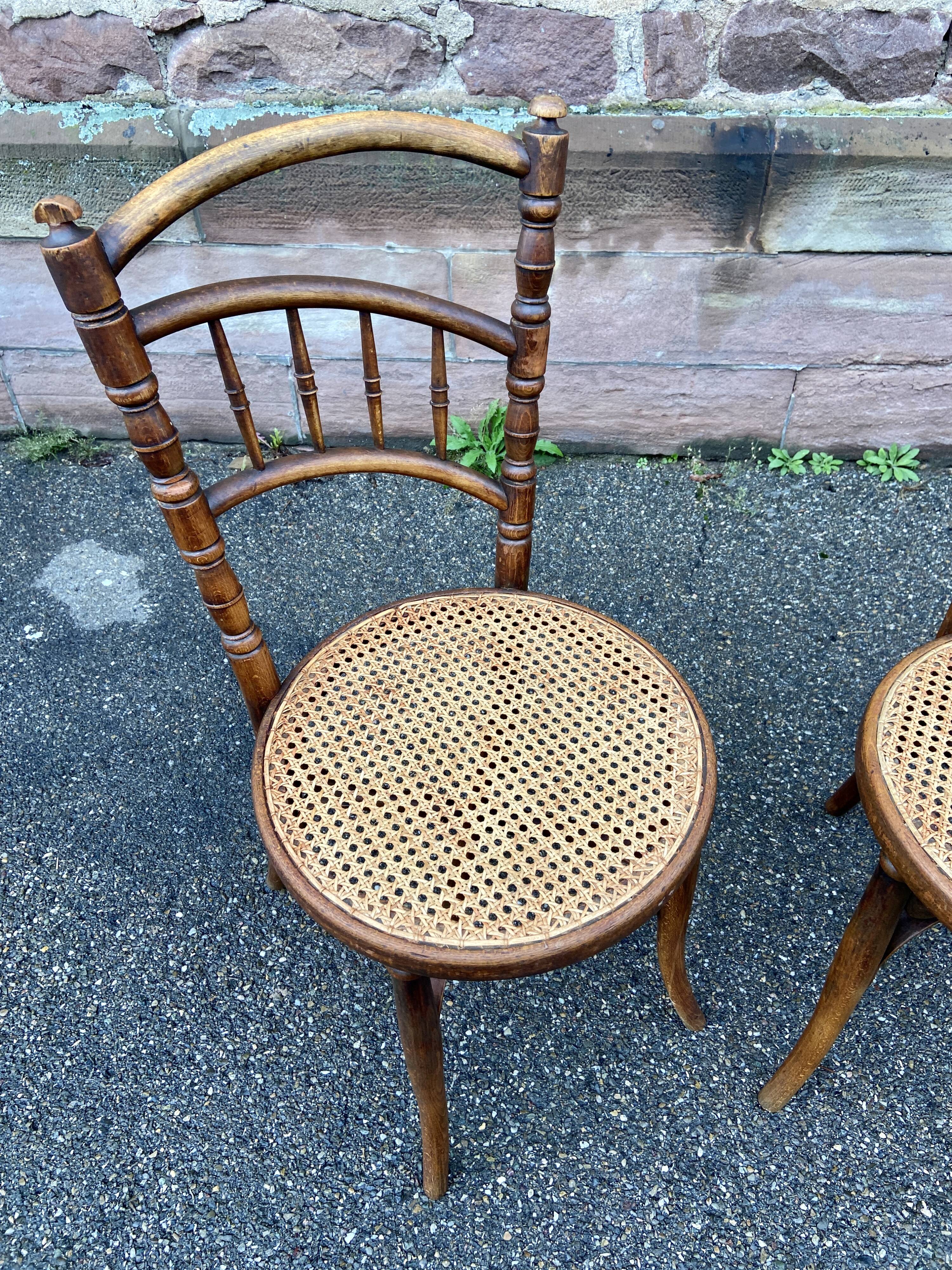 Pair of Viennese bistro café chairs by L. & H. Cambier Frères bentwood belgium