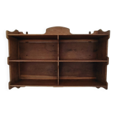 Large antique wall shelf with solid wood compartments.