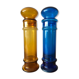 Duo of glass jars