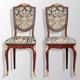 Paire de chaises Napoléon III en velours bleu, bois et bronze doré