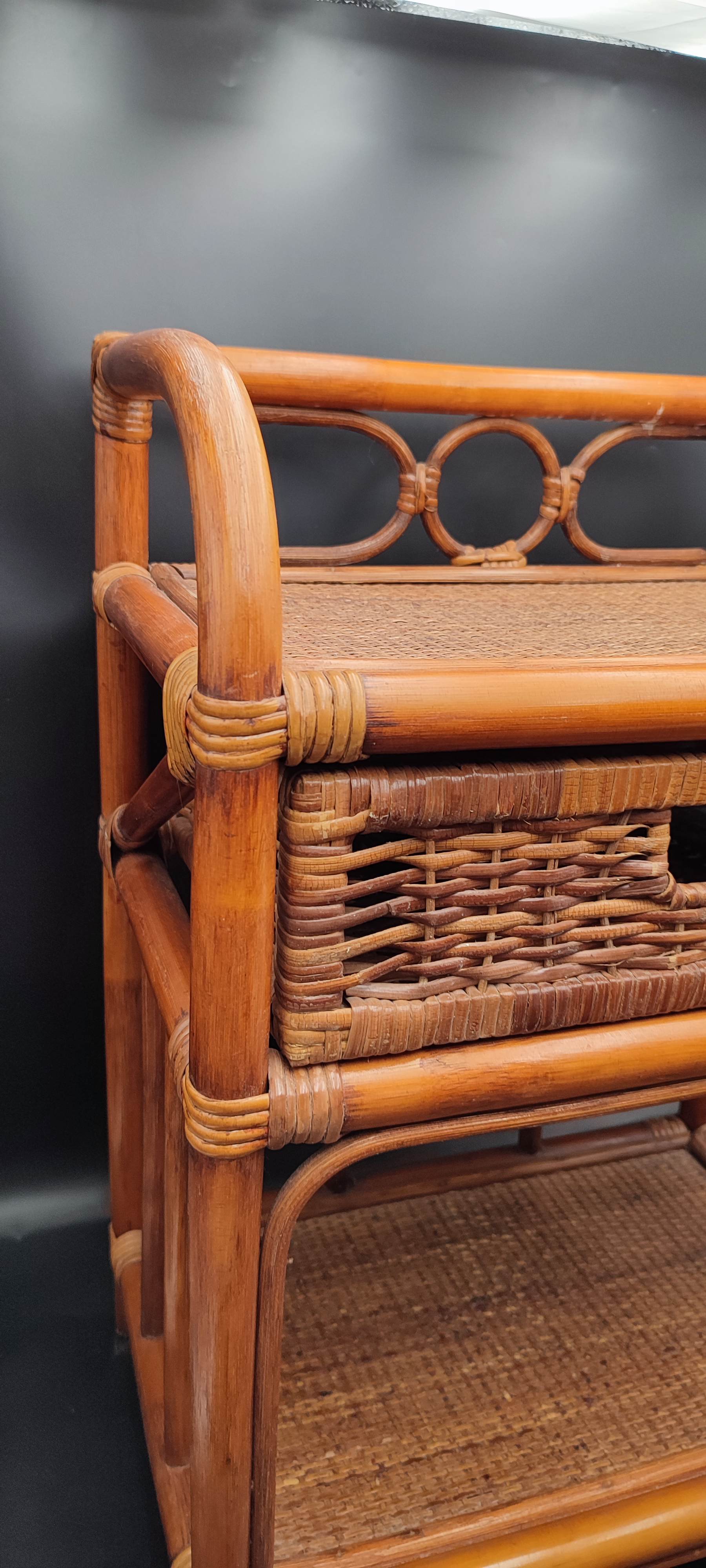 Vintage rattan bedside