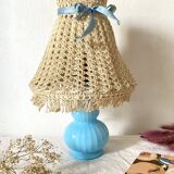 Chatard blue opaline bedside lamp, hook lampshade