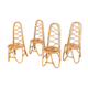 Ensemble de 4 chaises en rotin des années 50