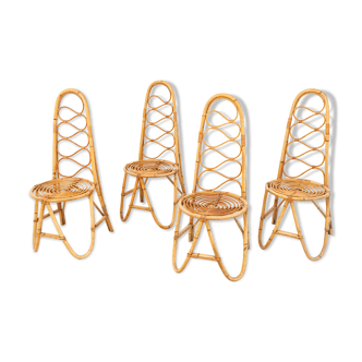 Set of 4 cane chairs from the 50s